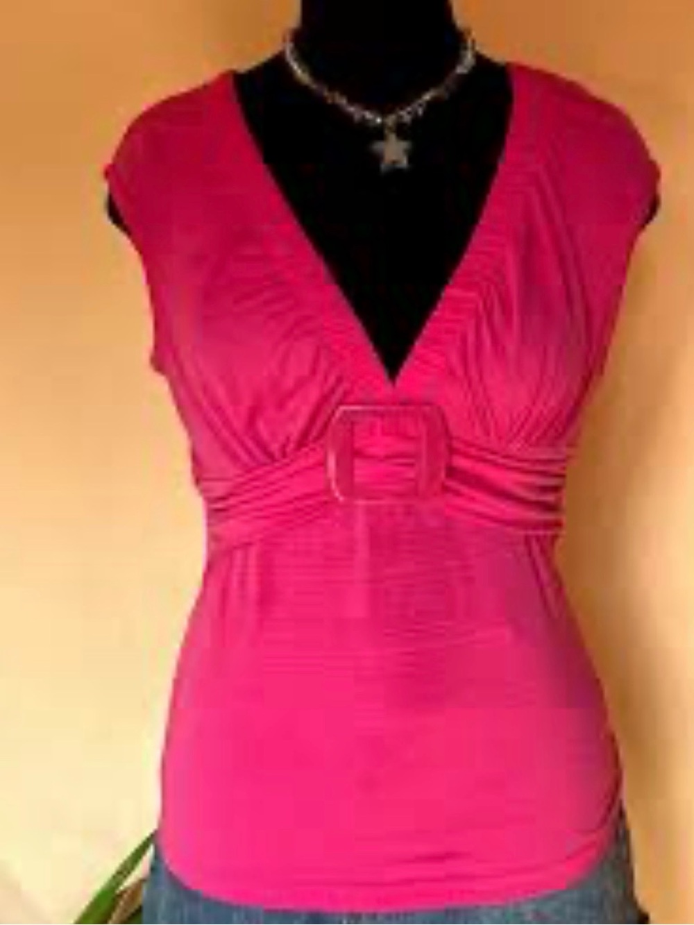 My Michelle Hot Pink V-Neck Belted Tank Top